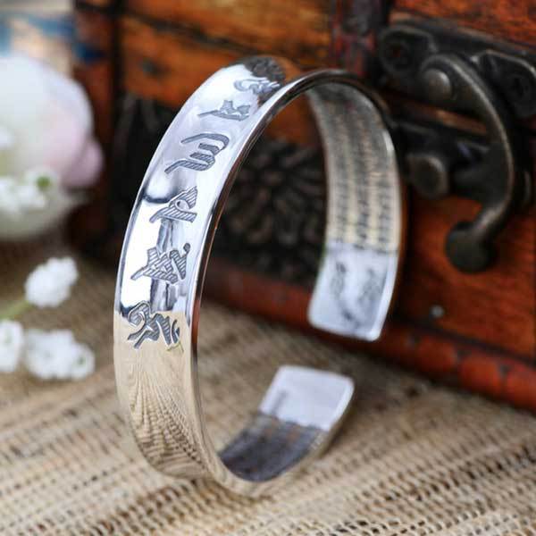 Sacred Wisdom Tibetan Cuff – Om Mantra & Heart Sutra Bracelet