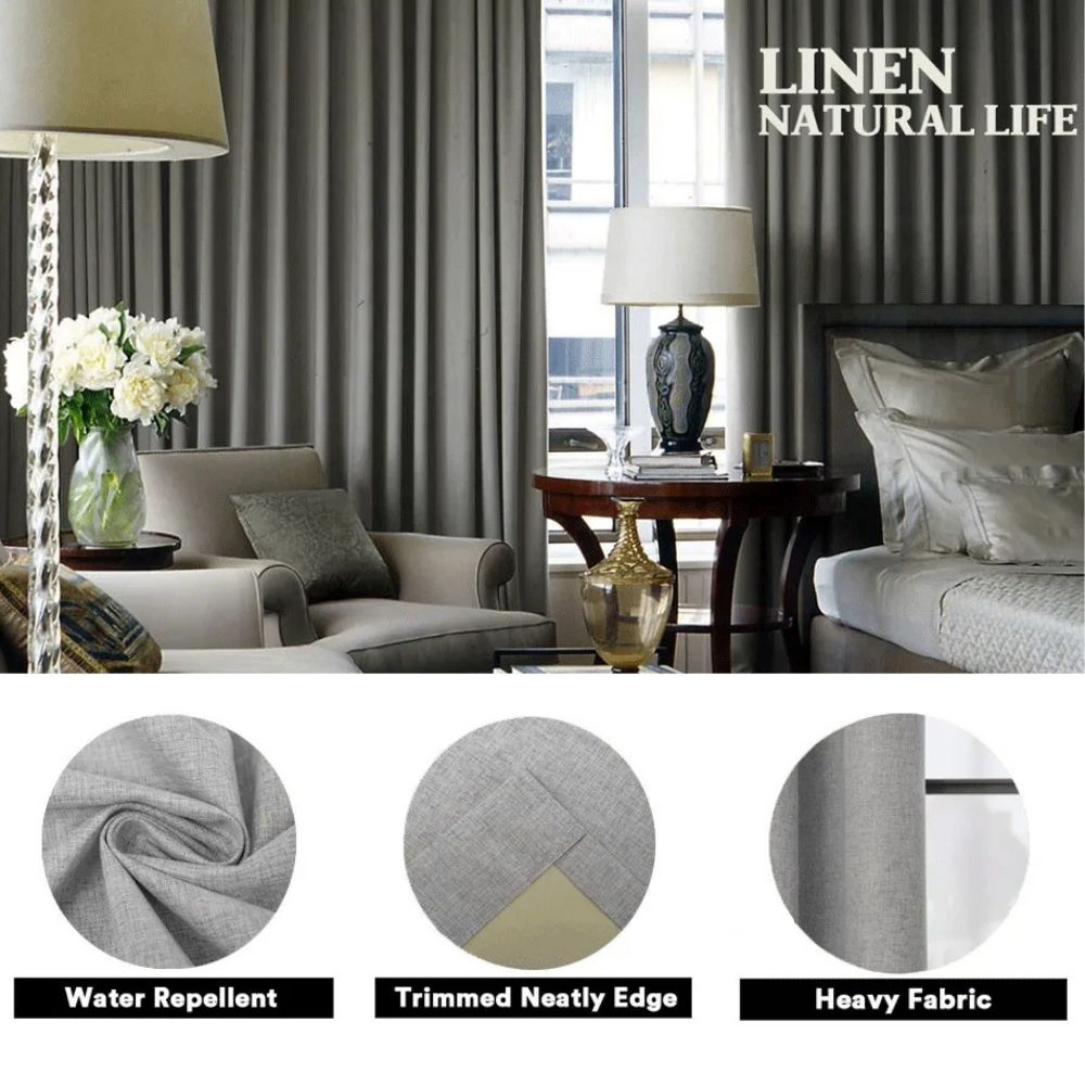 Lynn LuxuraTherm 100% Blackout Linen Curtains